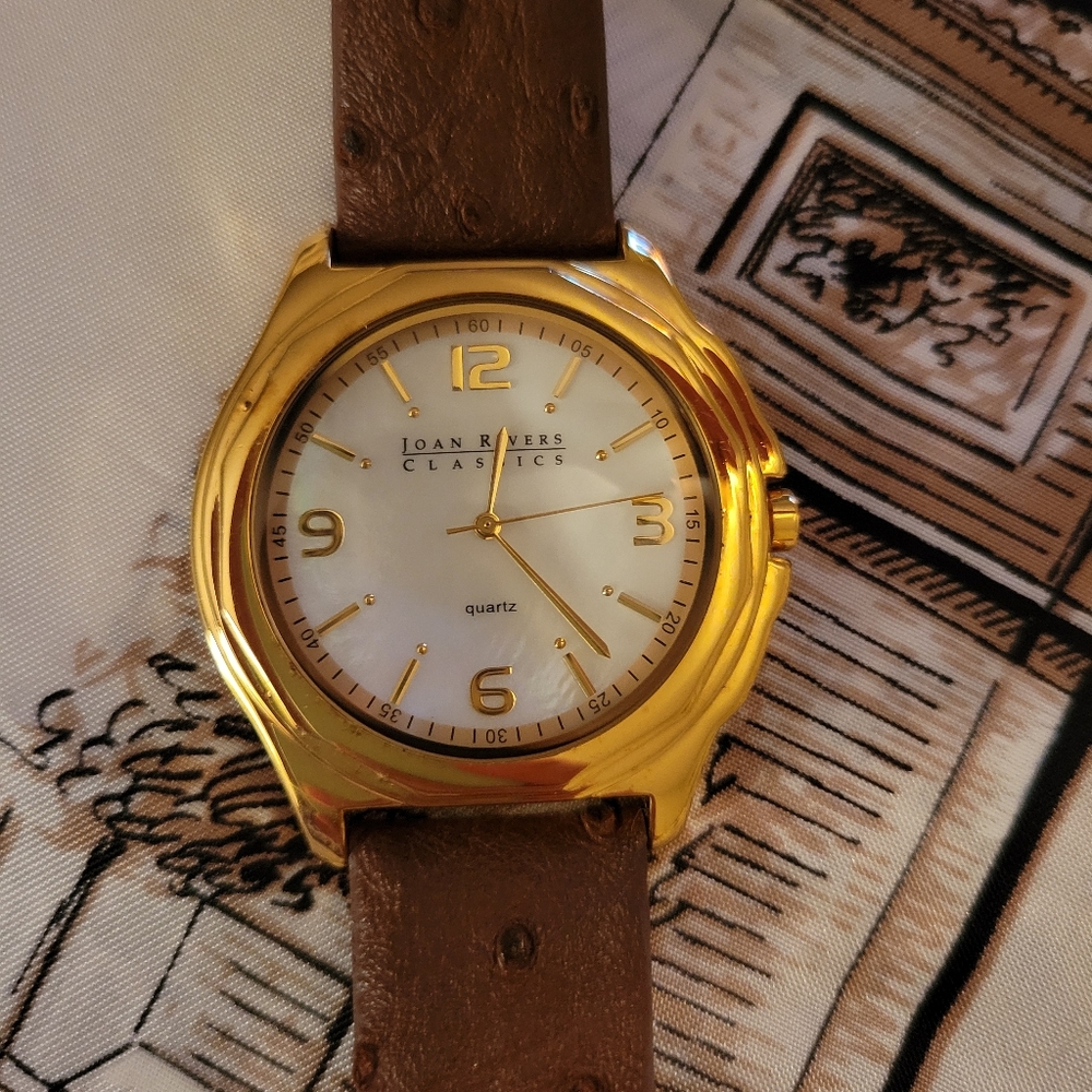 Joan Rivers Classics Gold Tone & Mother Of Pearl Watch